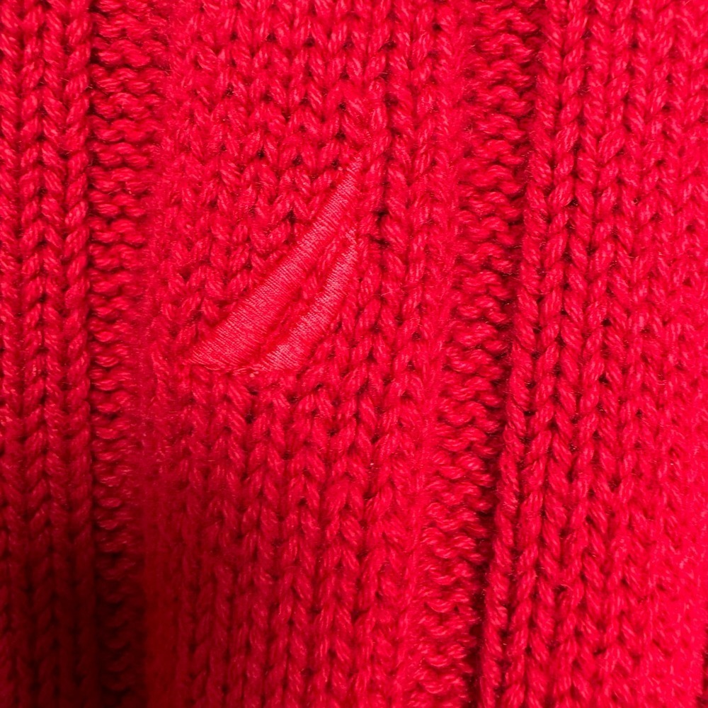 Nautica‎ Mens Red 100% Cotton Textured Ribbed Cable Knit Crewneck Sweater Large